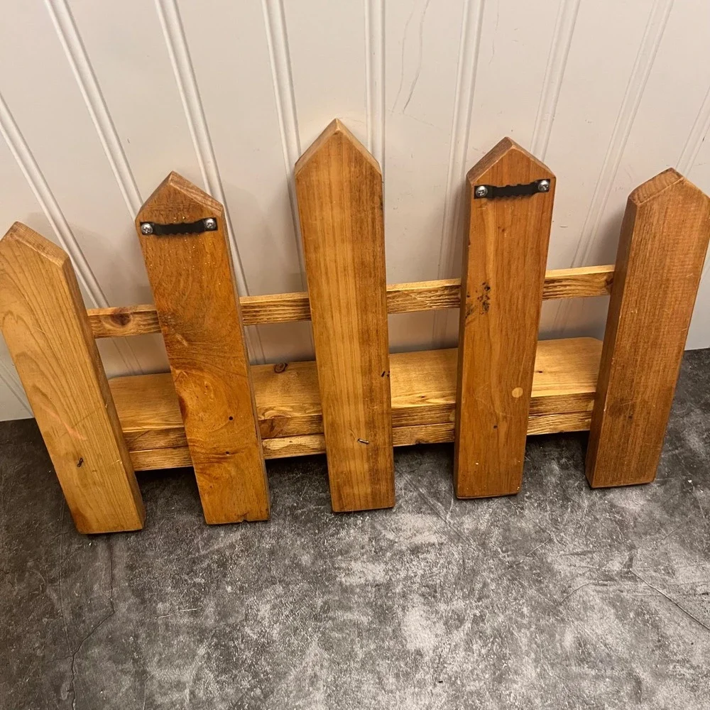 Vintage Handmade Wooden Picket Fence Wall Shelf | Cottage